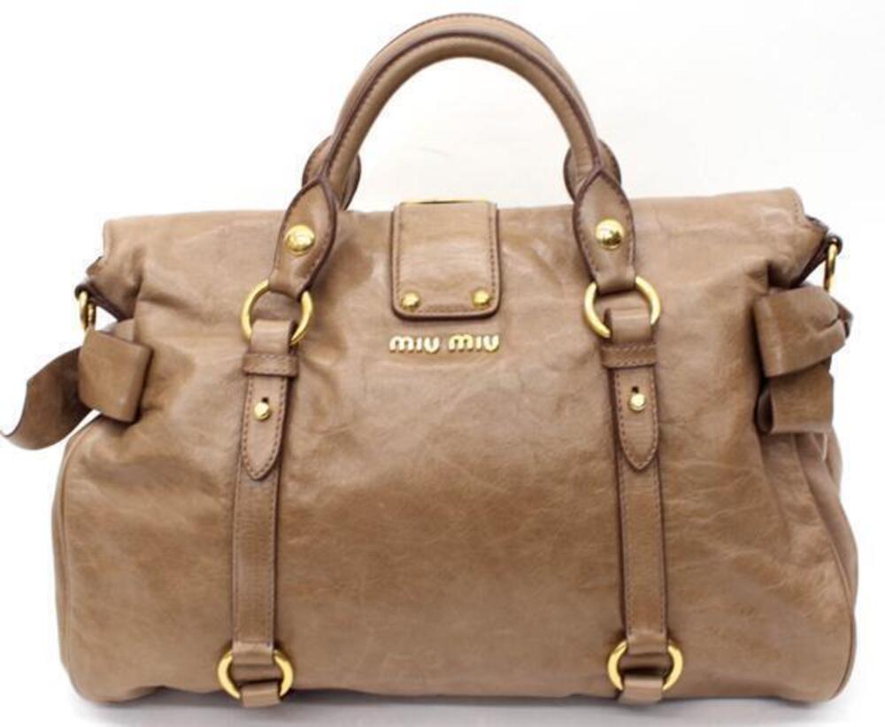 Miu Miu Shoulder Boston Bag Handbag Brown